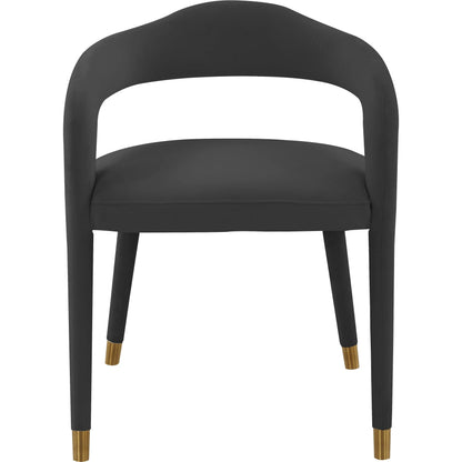 Lucia Velvet Dining Chair by TOV Furniture in black. Made from velvet, wood in a modern style.