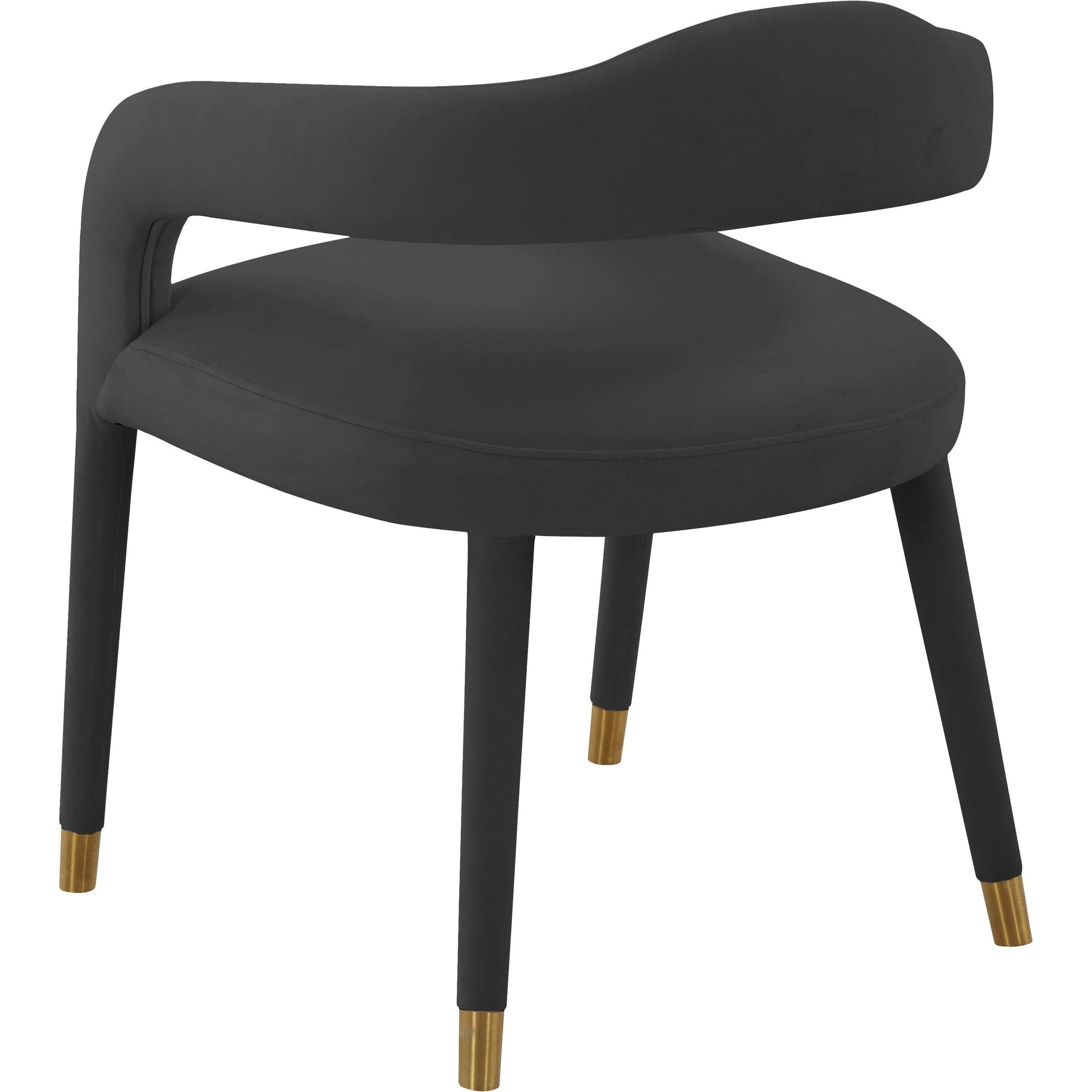 Lucia Velvet Dining Chair by TOV Furniture in black. Made from velvet, wood in a modern style.