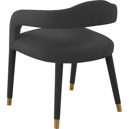Lucia Velvet Dining Chair by TOV Furniture in black. Made from velvet, wood in a modern style.