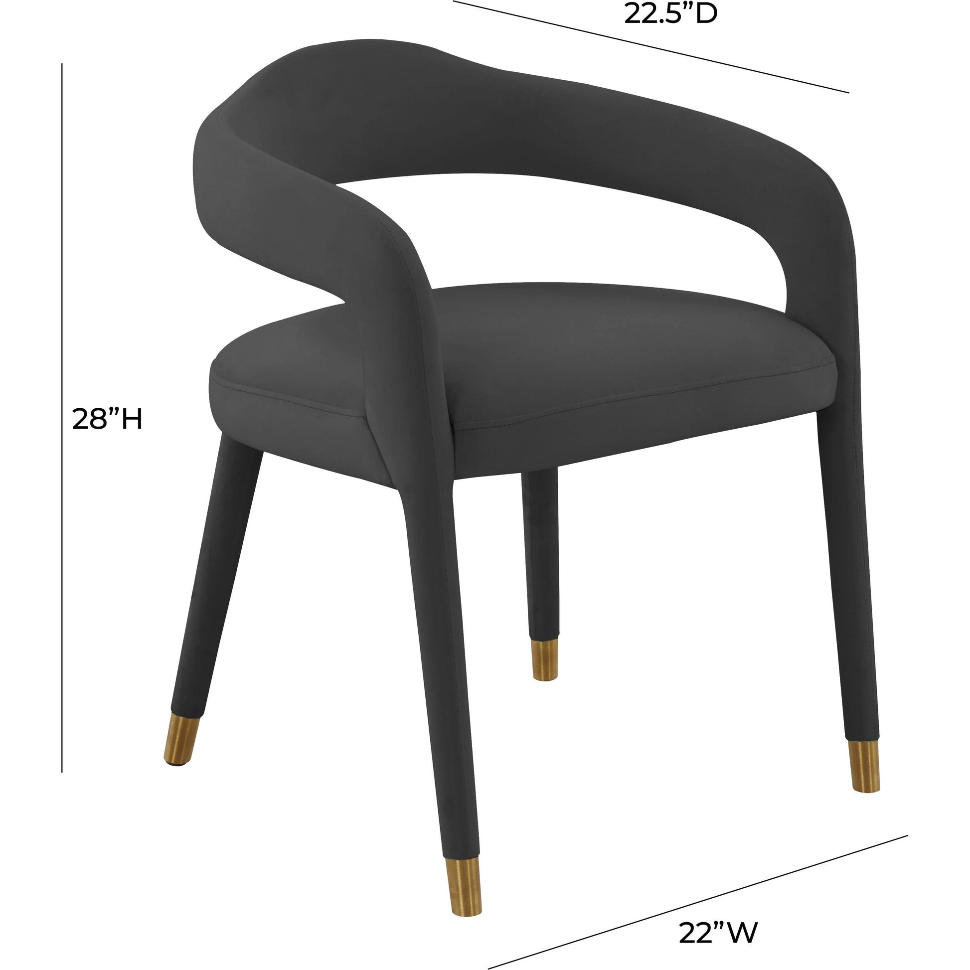 Lucia Velvet Dining Chair by TOV Furniture in black. Made from velvet, wood in a modern style.