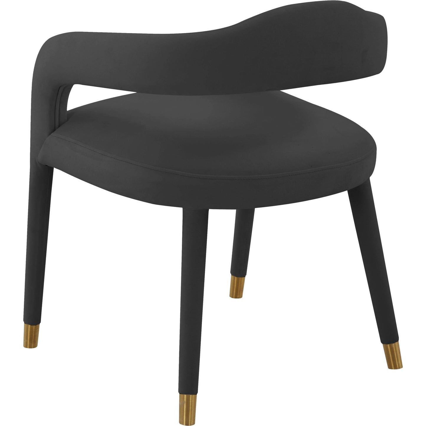 005 SI-1984165 | Additional Silo | Lucia Velvet Dining Chair by TOV Furniture in black. Made from velvet, wood in a modern style.