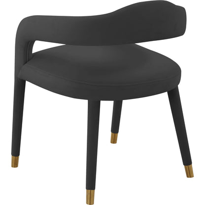 Lucia Velvet Dining Chair by TOV Furniture in black. Made from velvet, wood in a modern style.