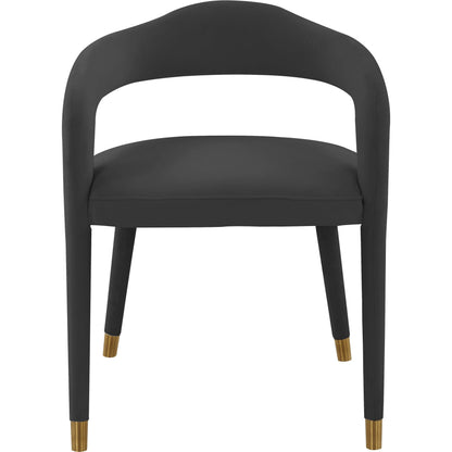 Lucia Velvet Dining Chair by TOV Furniture in black. Made from velvet, wood in a modern style.