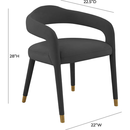 Lucia Velvet Dining Chair by TOV Furniture in black. Made from velvet, wood in a modern style.