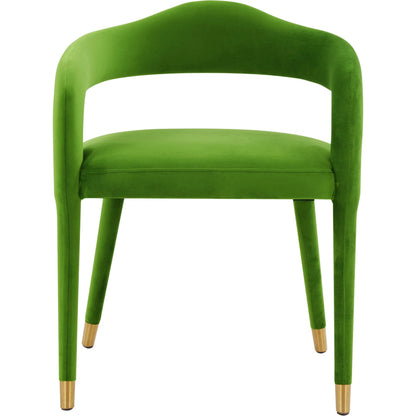 Lucia Velvet Dining Chair by TOV Furniture in black. Made from velvet, wood in a modern style.