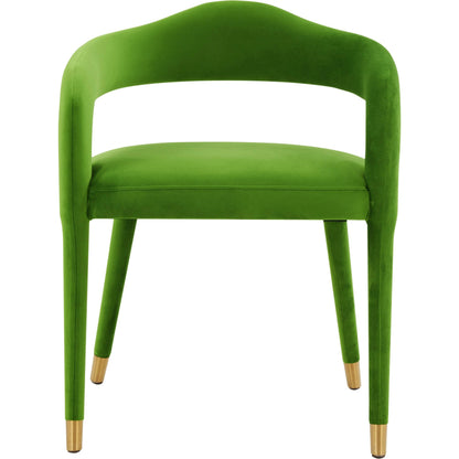 Lucia Velvet Dining Chair by TOV Furniture in black. Made from velvet, wood in a modern style.