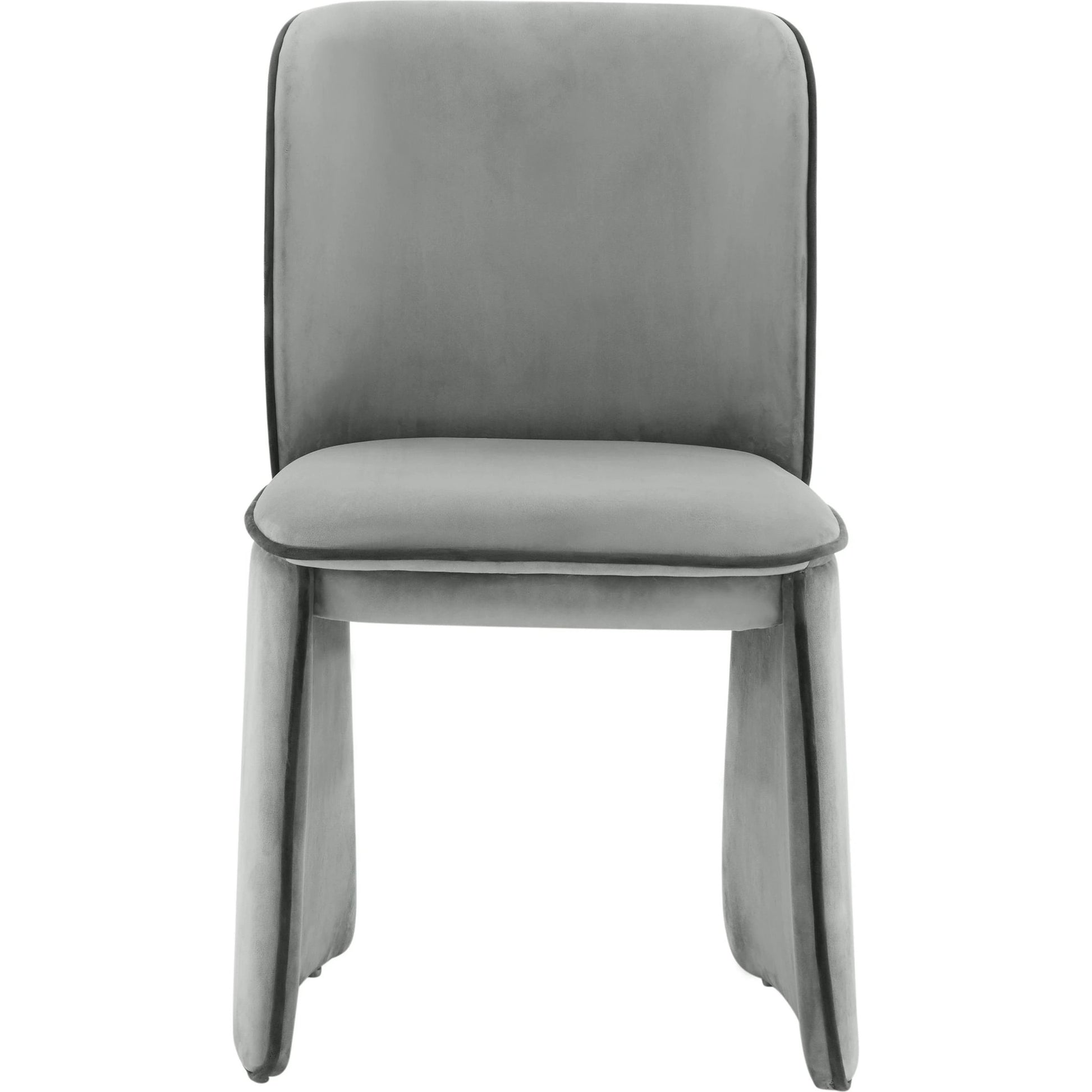 Kinsley Velvet Dining Chair by TOV Furniture in grey. Made from velvet, wood in a modern style.