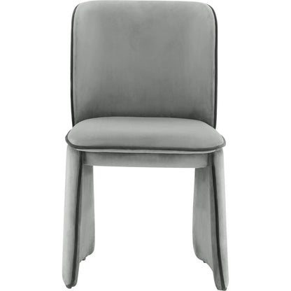 Kinsley Velvet Dining Chair by TOV Furniture in grey. Made from velvet, wood in a modern style.