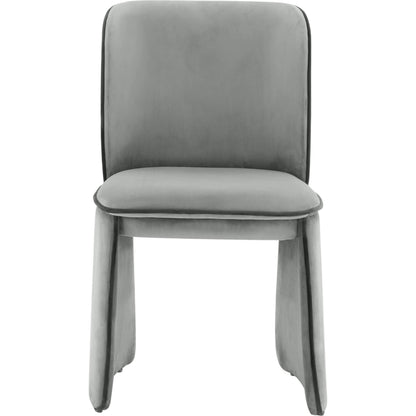 Kinsley Velvet Dining Chair by TOV Furniture in grey. Made from velvet, wood in a modern style.