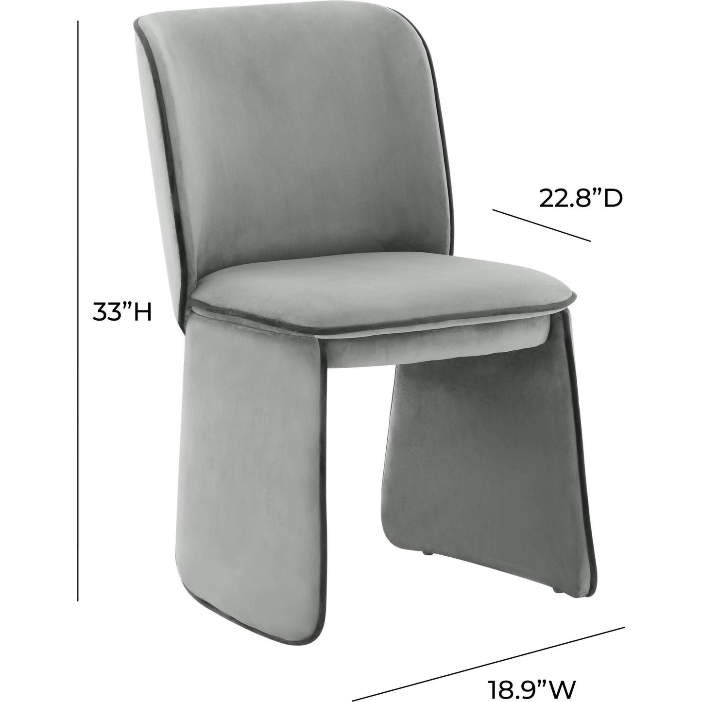 004 SI-1984168 | Additional Silo | Kinsley Velvet Dining Chair by TOV Furniture in grey. Made from velvet, wood in a modern style.