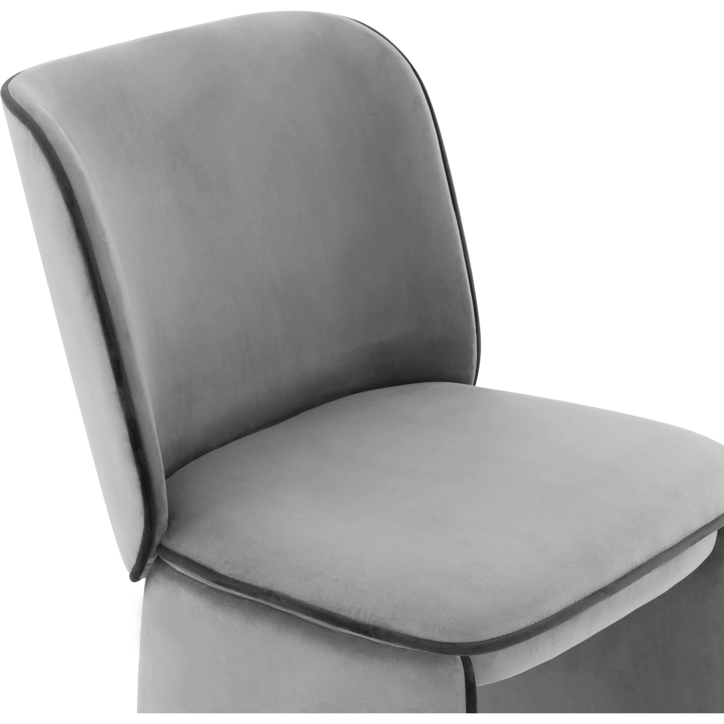 005 SI-1984168 | Closeup | Kinsley Velvet Dining Chair by TOV Furniture in grey. Made from velvet, wood in a modern style.