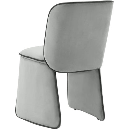 Kinsley Velvet Dining Chair by TOV Furniture in grey. Made from velvet, wood in a modern style.