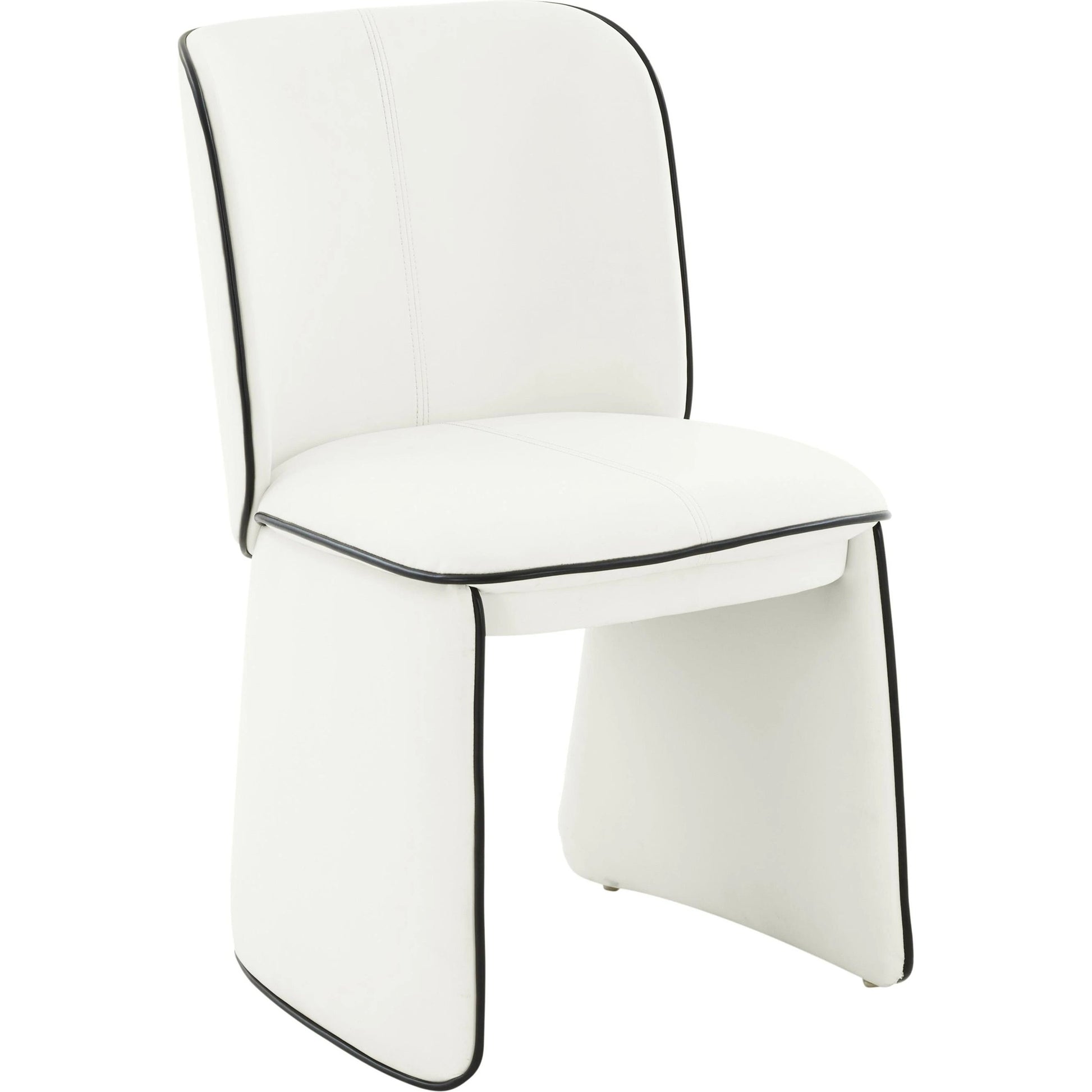 Kinsley Vegan Leather Dining Chair by TOV Furniture in cream. Made from vegan leather, wood in a modern style.