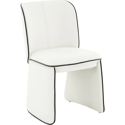Kinsley Vegan Leather Dining Chair by TOV Furniture in cream. Made from vegan leather, wood in a modern style.