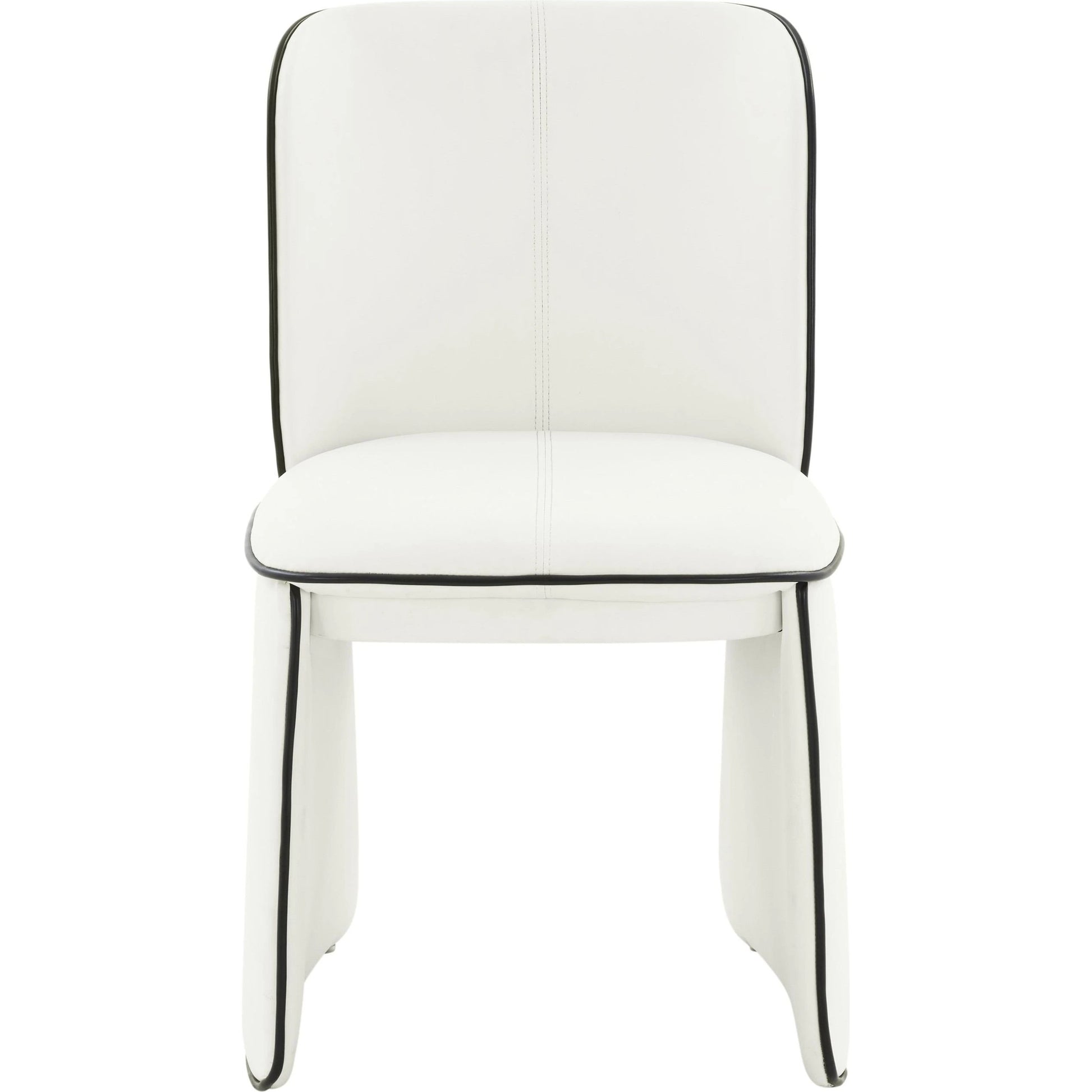Kinsley Vegan Leather Dining Chair by TOV Furniture in cream. Made from vegan leather, wood in a modern style.