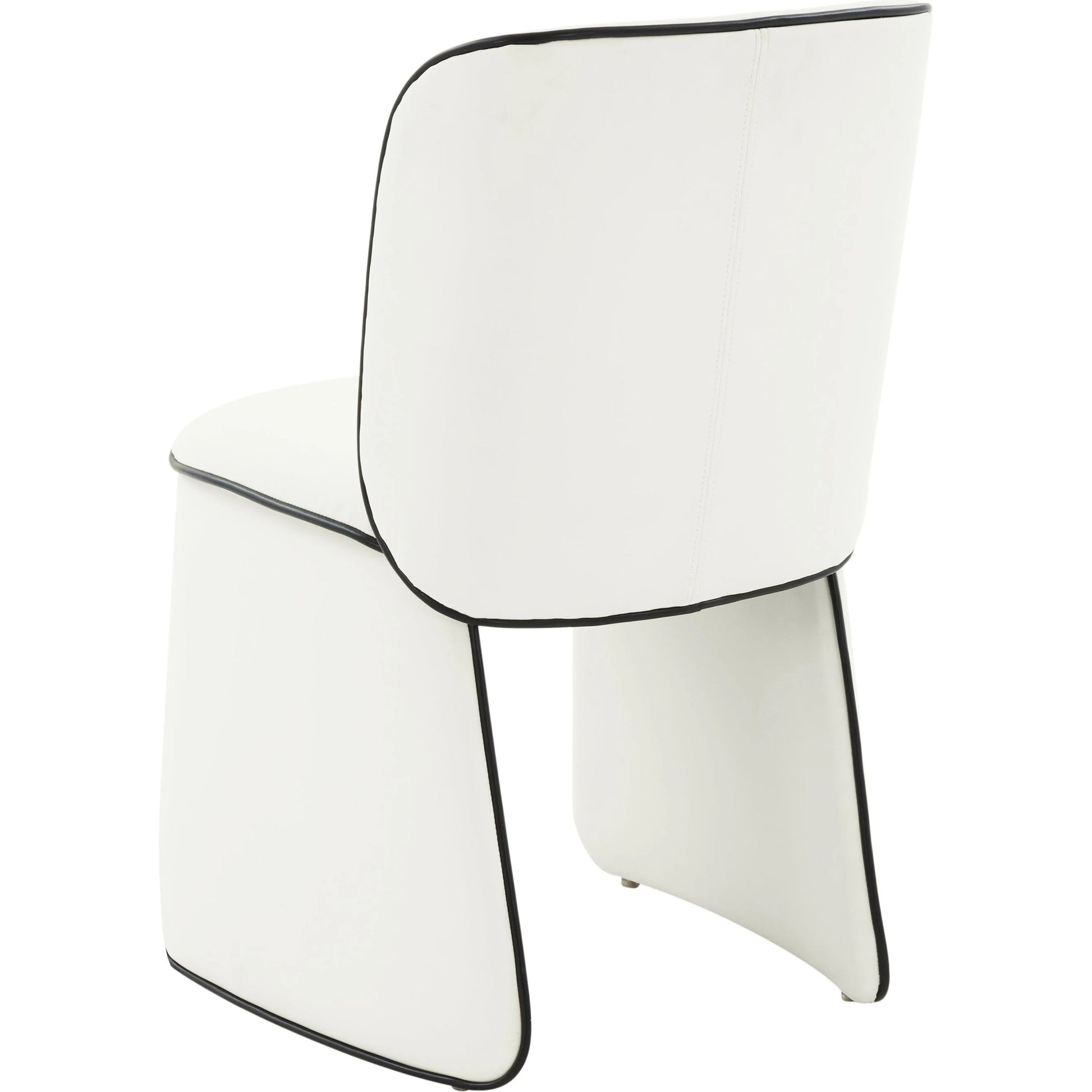 Kinsley Vegan Leather Dining Chair by TOV Furniture in cream. Made from vegan leather, wood in a modern style.