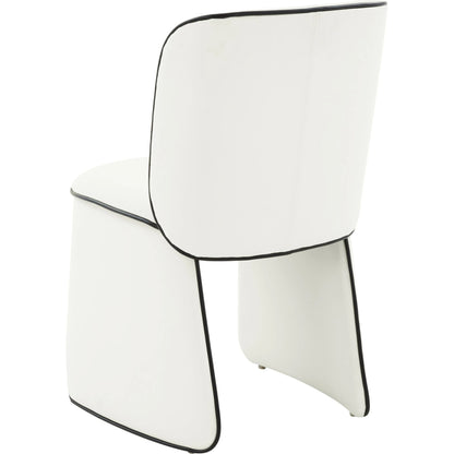 Kinsley Vegan Leather Dining Chair by TOV Furniture in cream. Made from vegan leather, wood in a modern style.