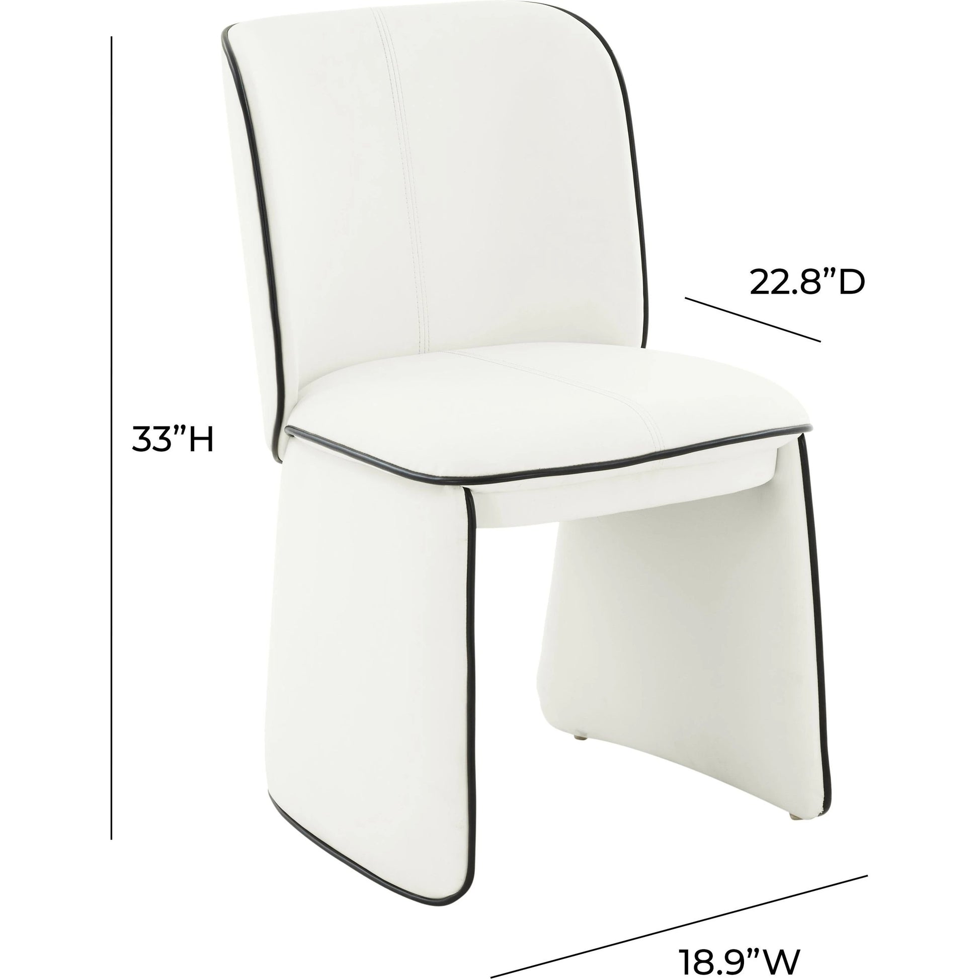Kinsley Vegan Leather Dining Chair by TOV Furniture in cream. Made from vegan leather, wood in a modern style.