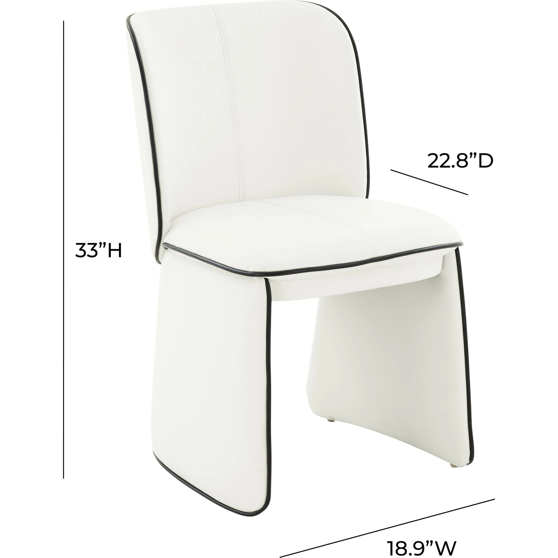 Kinsley Vegan Leather Dining Chair by TOV Furniture in cream. Made from vegan leather, wood in a modern style.