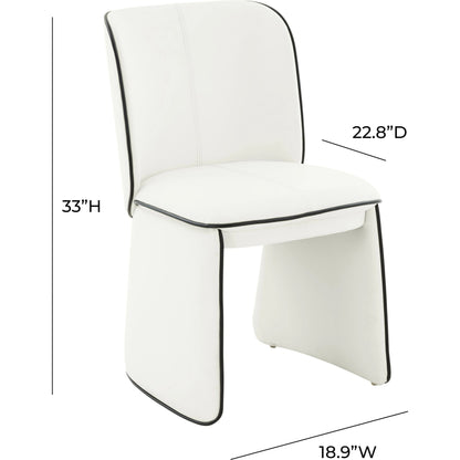 Kinsley Vegan Leather Dining Chair by TOV Furniture in cream. Made from vegan leather, wood in a modern style.