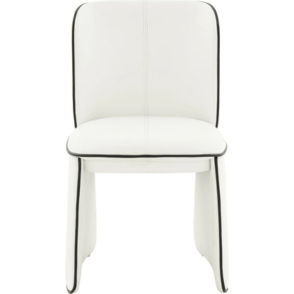Kinsley Vegan Leather Dining Chair by TOV Furniture in cream. Made from vegan leather, wood in a modern style.