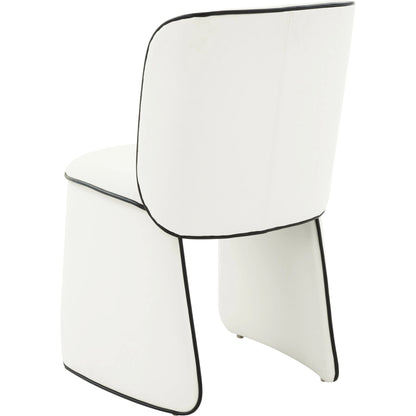 Kinsley Vegan Leather Dining Chair by TOV Furniture in cream. Made from vegan leather, wood in a modern style.