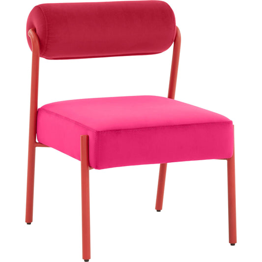 Jolene Velvet Dining Chair (Set of 2) by TOV Furniture in pink. Made from iron, plywood, velvet in a modern style.