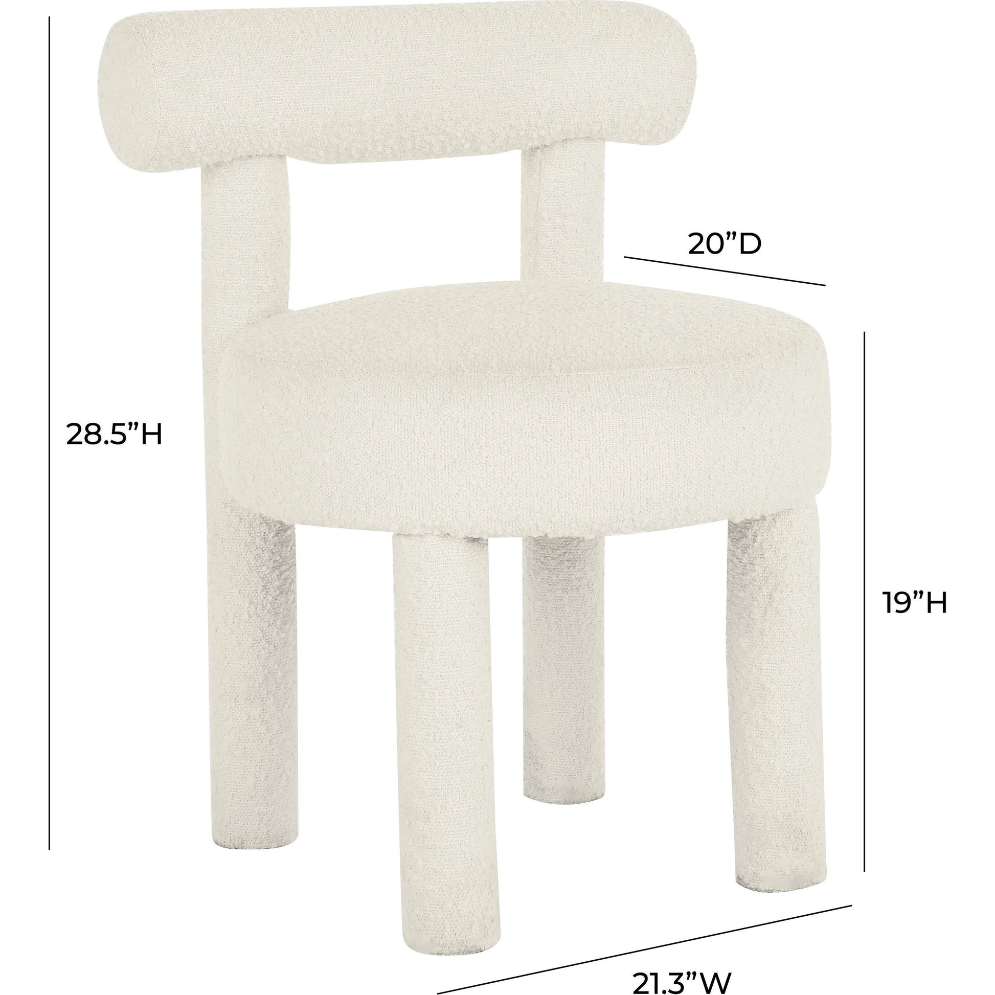 Carmel Boucle Dining Chair by TOV Furniture in cream. Made from boucle, wood in a modern style.