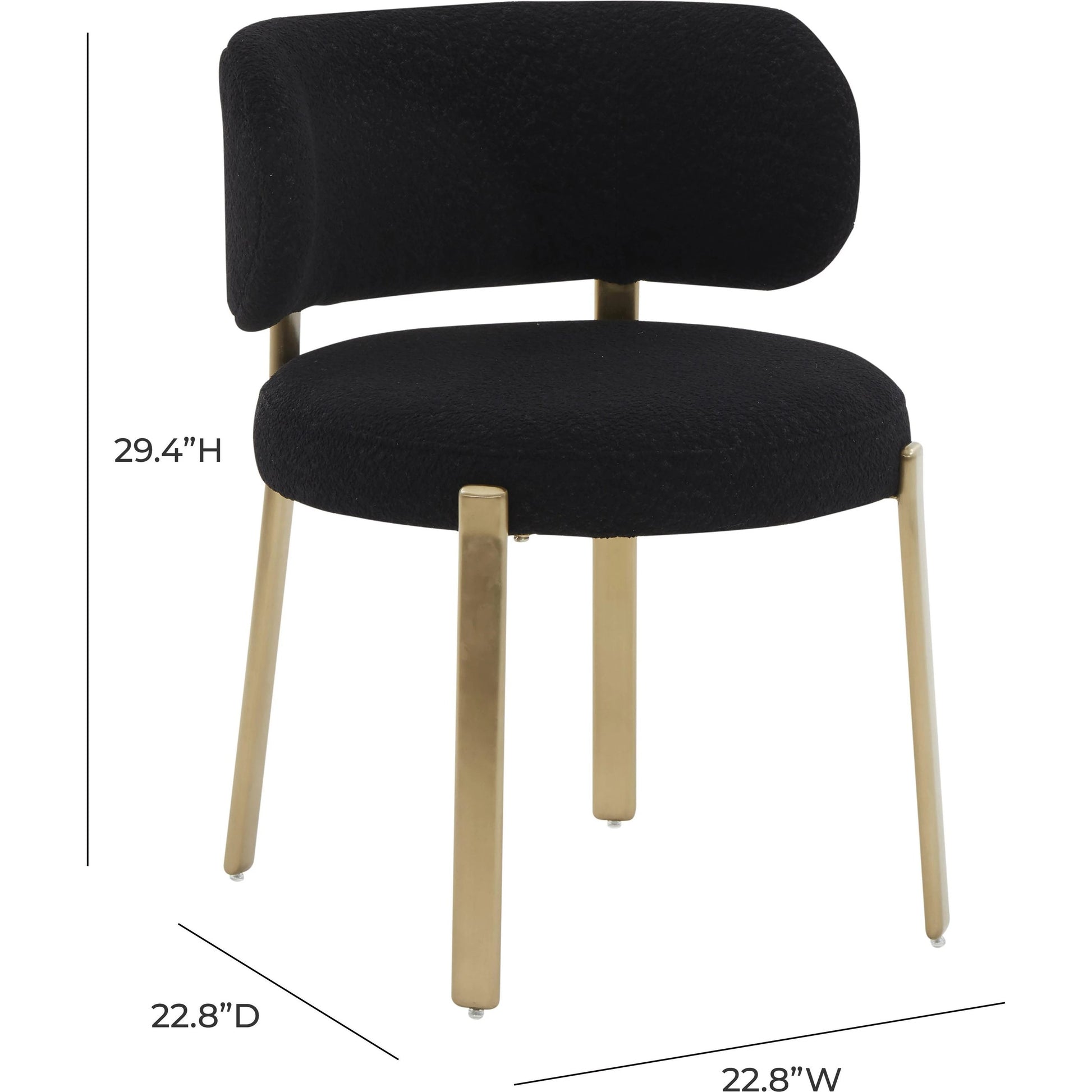 Margaret Boucle Dining Chair by TOV Furniture. Made from boucle, stainless steel, wood in a modern style.