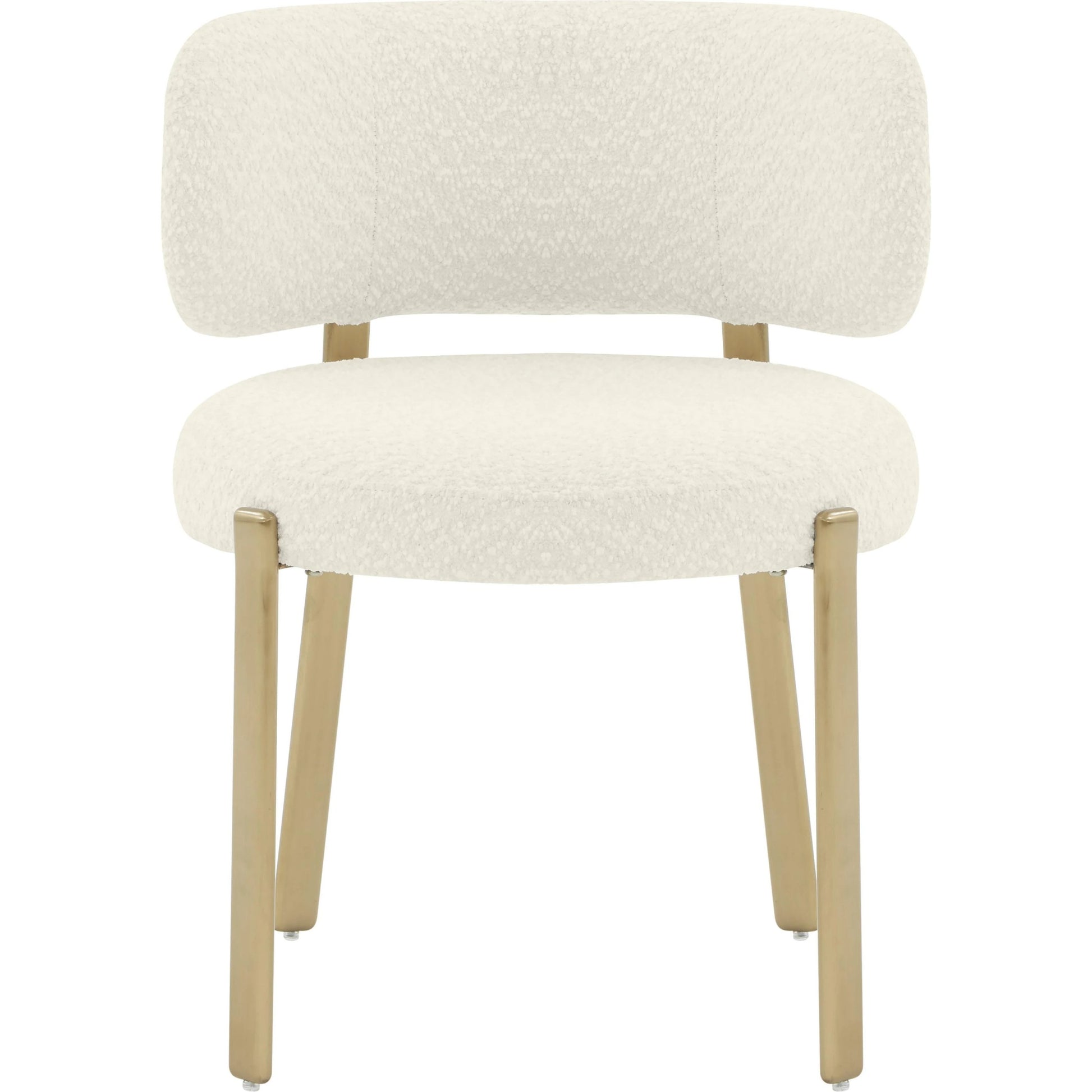 Margaret Boucle Dining Chair by TOV Furniture. Made from boucle, stainless steel, wood in a modern style.