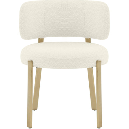 Margaret Boucle Dining Chair by TOV Furniture. Made from boucle, stainless steel, wood in a modern style.