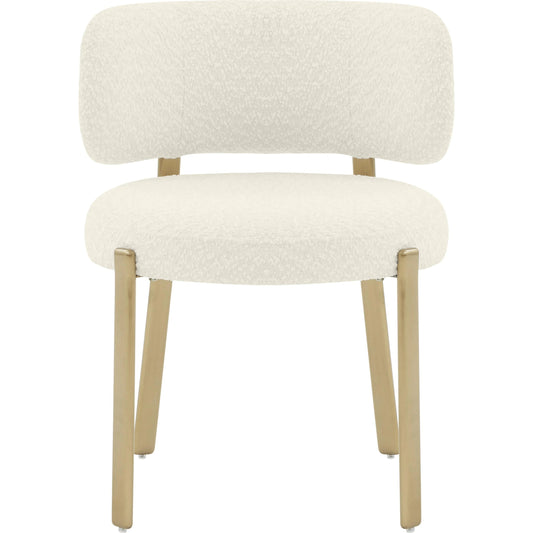 Margaret Boucle Dining Chair by TOV Furniture. Made from boucle, stainless steel, wood in a modern style.