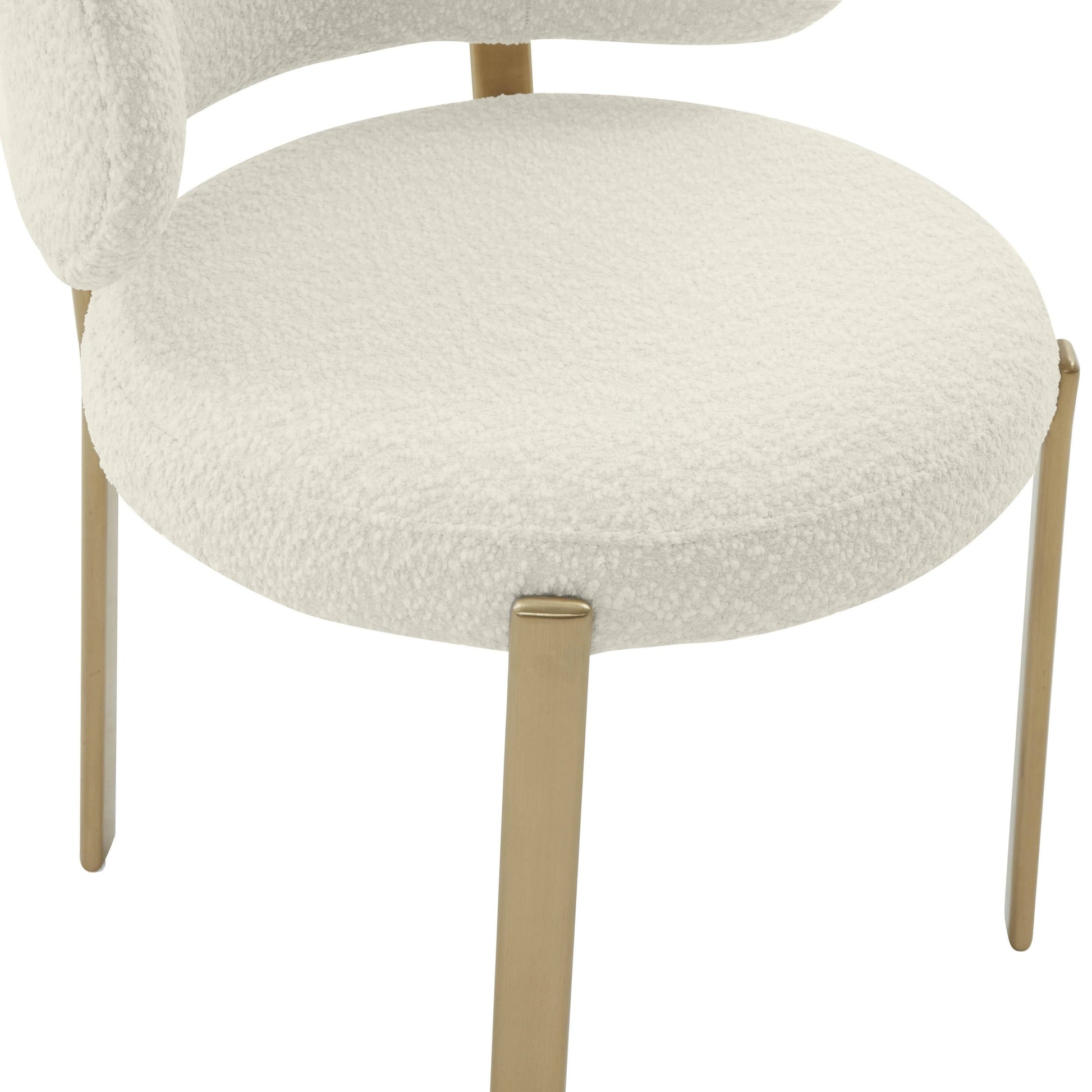 Margaret Boucle Dining Chair by TOV Furniture. Made from boucle, stainless steel, wood in a modern style.