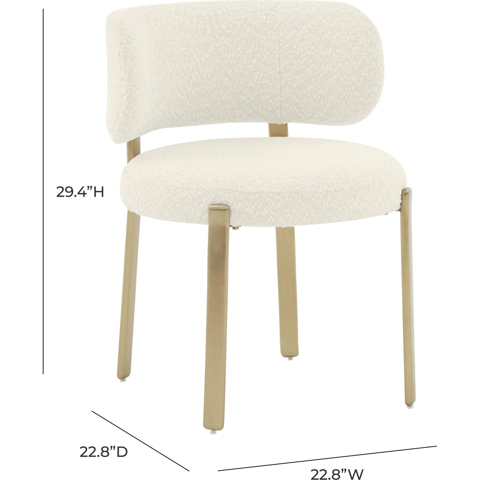 Margaret Boucle Dining Chair by TOV Furniture. Made from boucle, stainless steel, wood in a modern style.