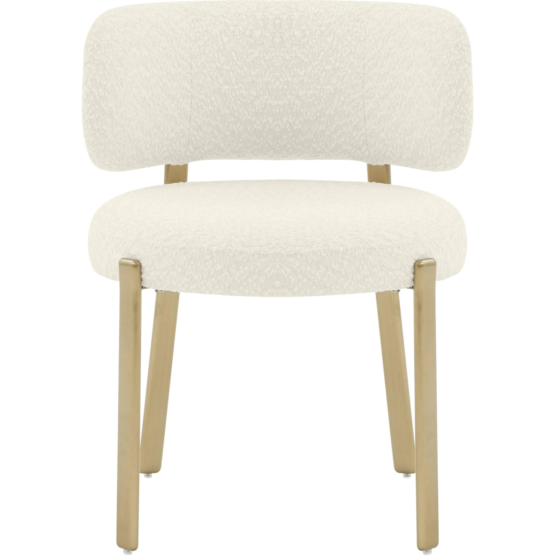 Margaret Boucle Dining Chair by TOV Furniture. Made from boucle, stainless steel, wood in a modern style.