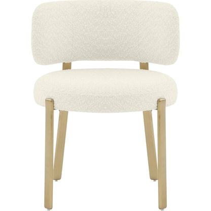 Margaret Boucle Dining Chair by TOV Furniture. Made from boucle, stainless steel, wood in a modern style.