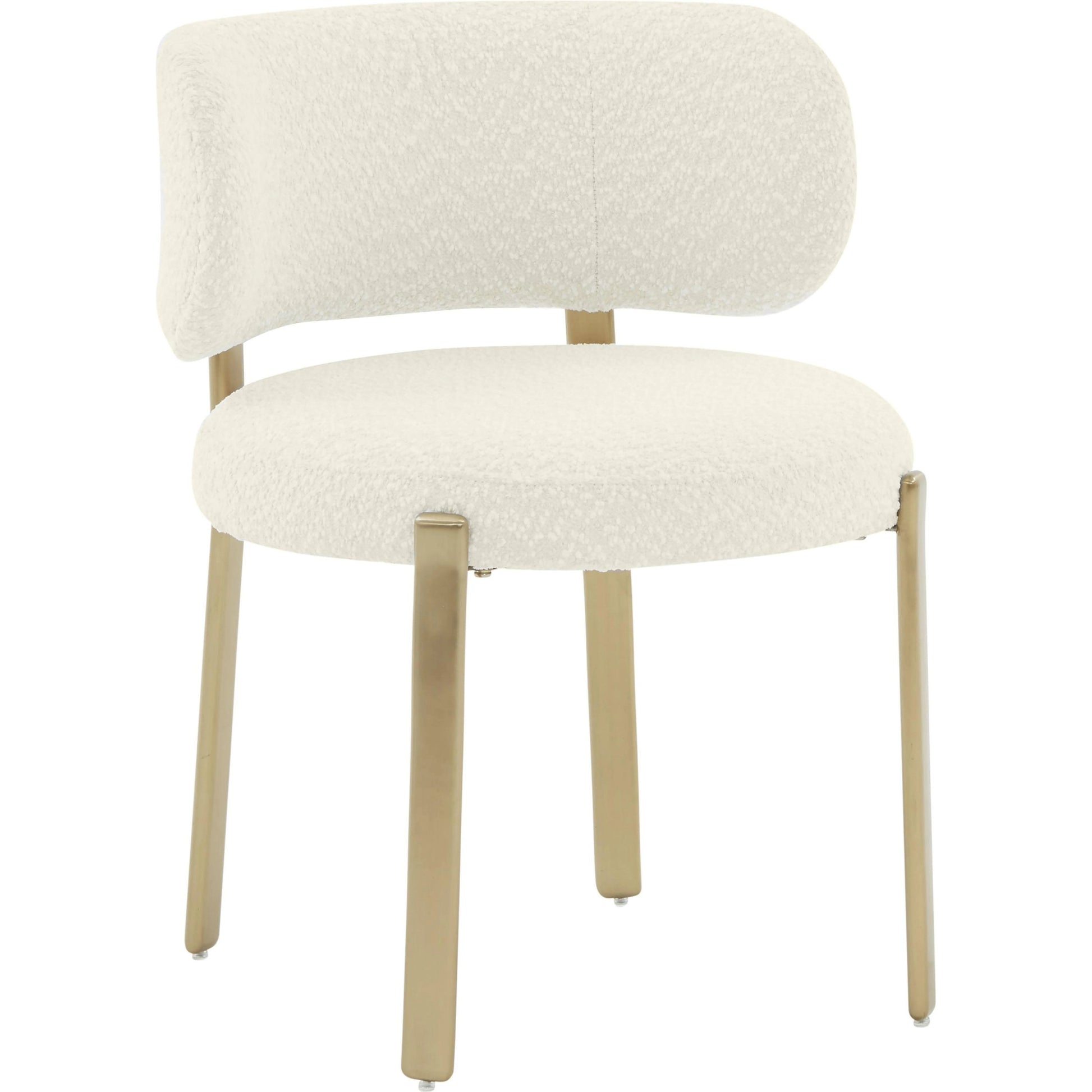 Margaret Boucle Dining Chair by TOV Furniture. Made from boucle, stainless steel, wood in a modern style.