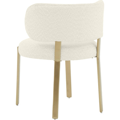 Margaret Boucle Dining Chair by TOV Furniture. Made from boucle, stainless steel, wood in a modern style.