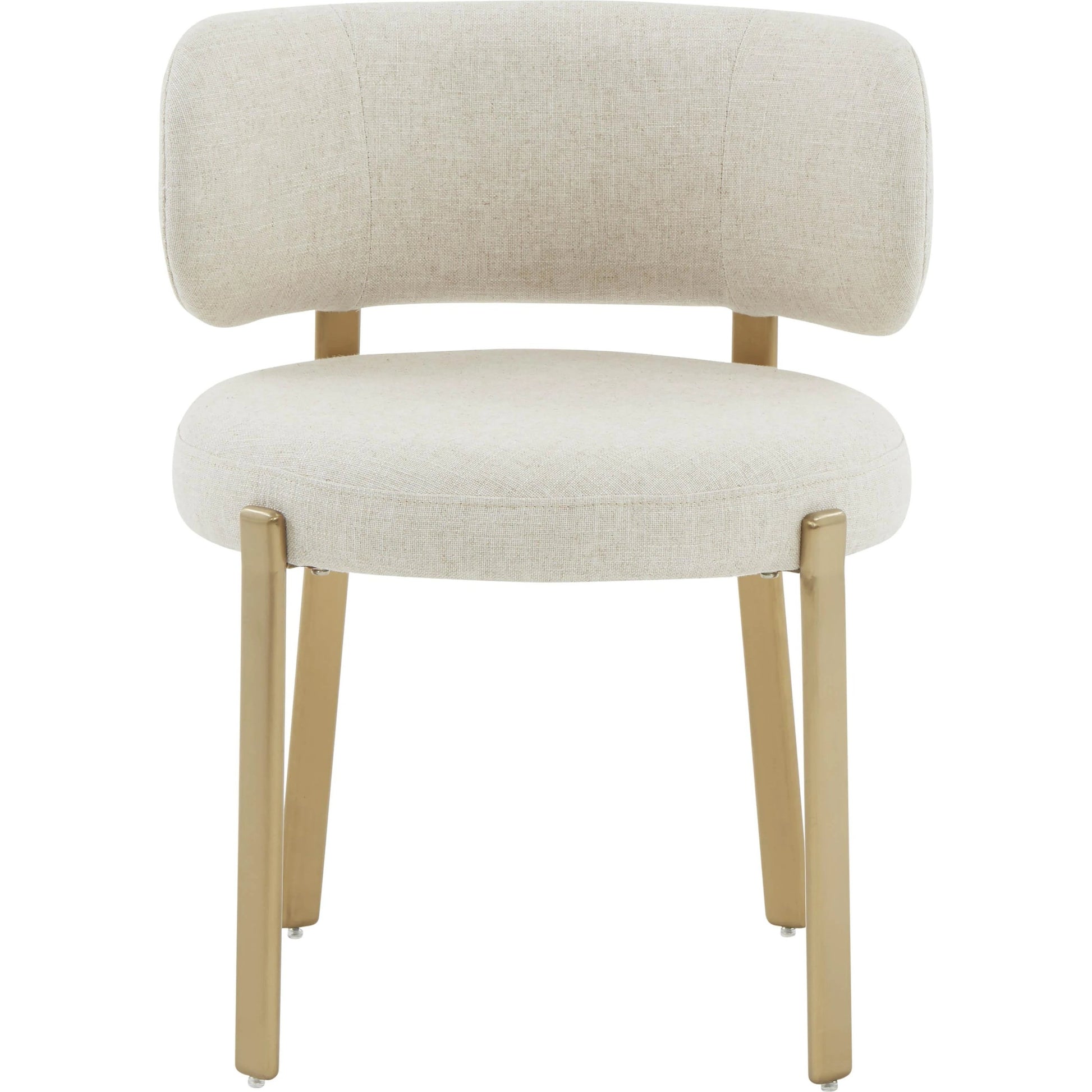 Margaret Linen Dining Chair by TOV Furniture in cream. Made from linen, stainless steel, wood in a modern style.