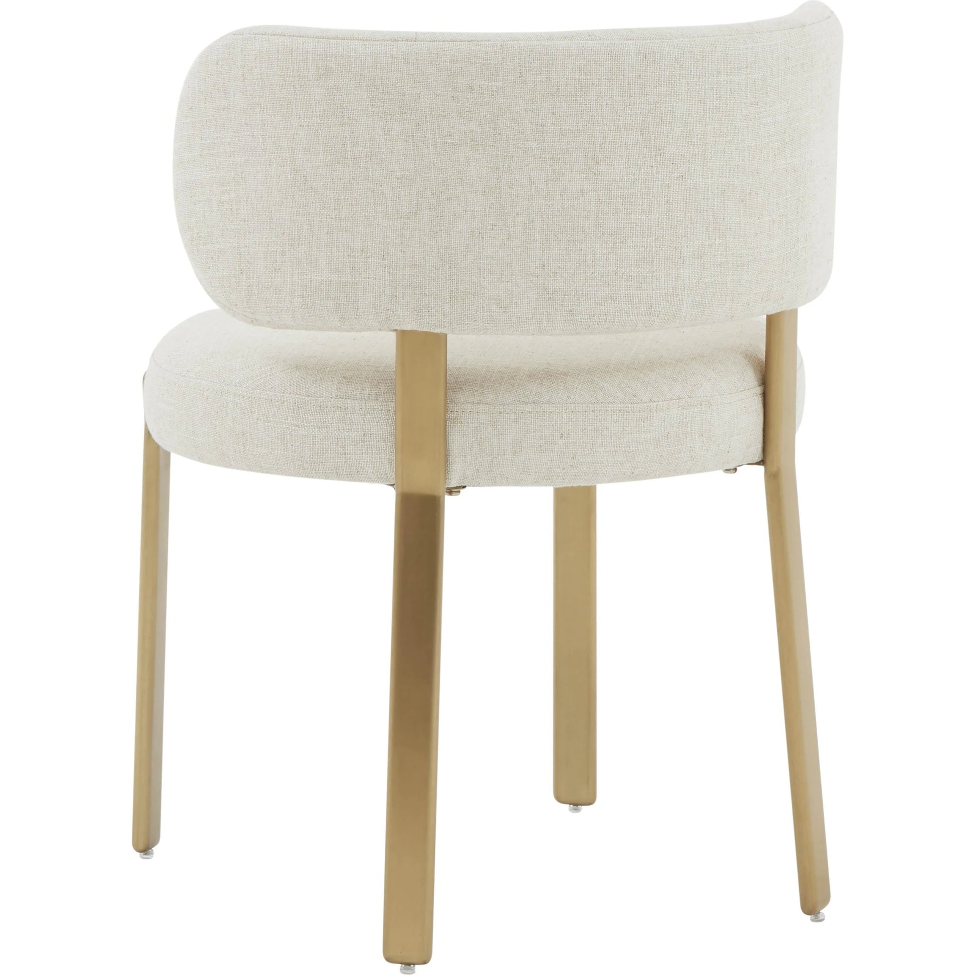 Margaret Linen Dining Chair by TOV Furniture in cream. Made from linen, stainless steel, wood in a modern style.