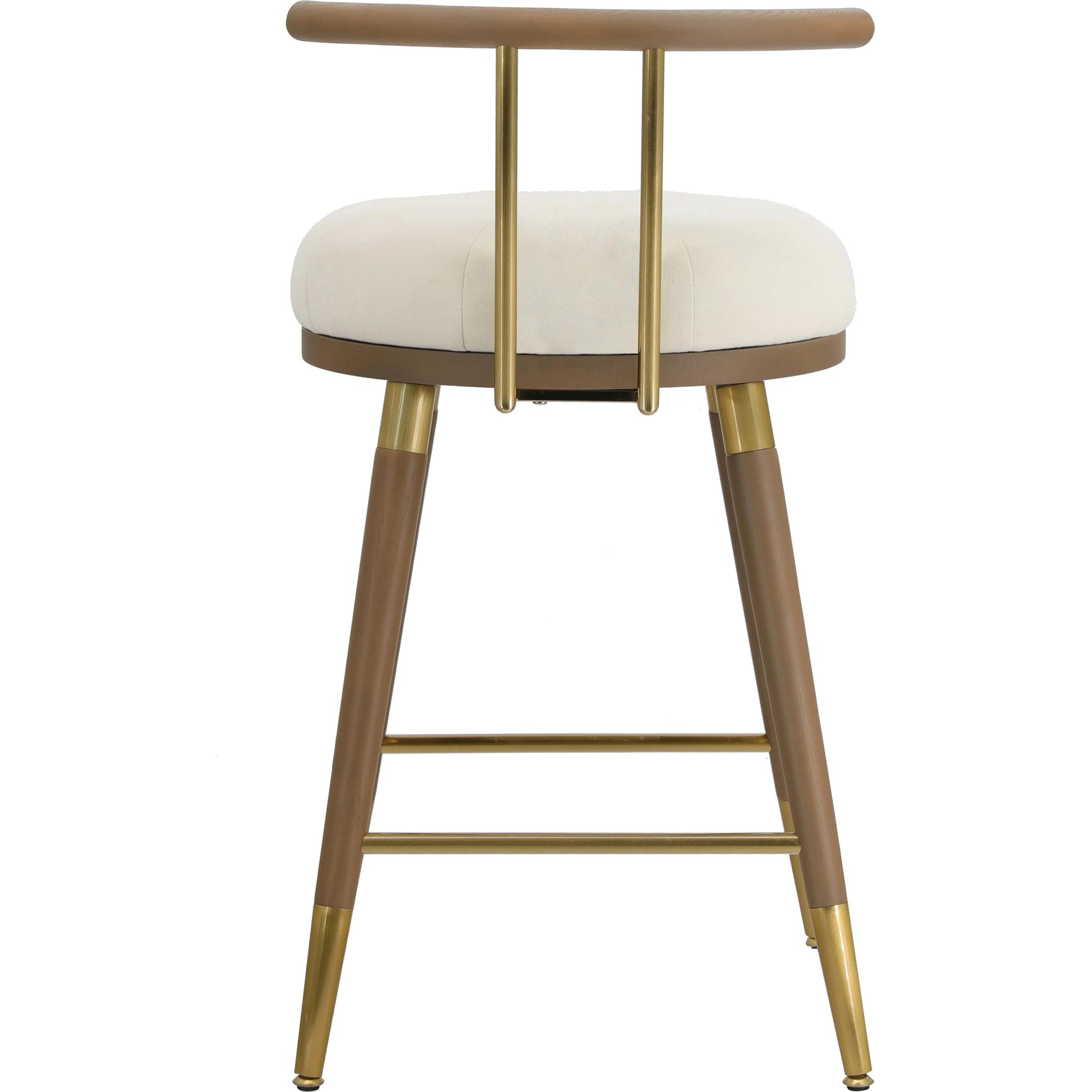 Juniper Velvet Counter Stool by TOV Furniture in cream. Made from ash, iron, velvet in a modern style.