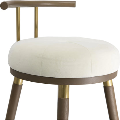 Juniper Velvet Counter Stool by TOV Furniture in cream. Made from ash, iron, velvet in a modern style.