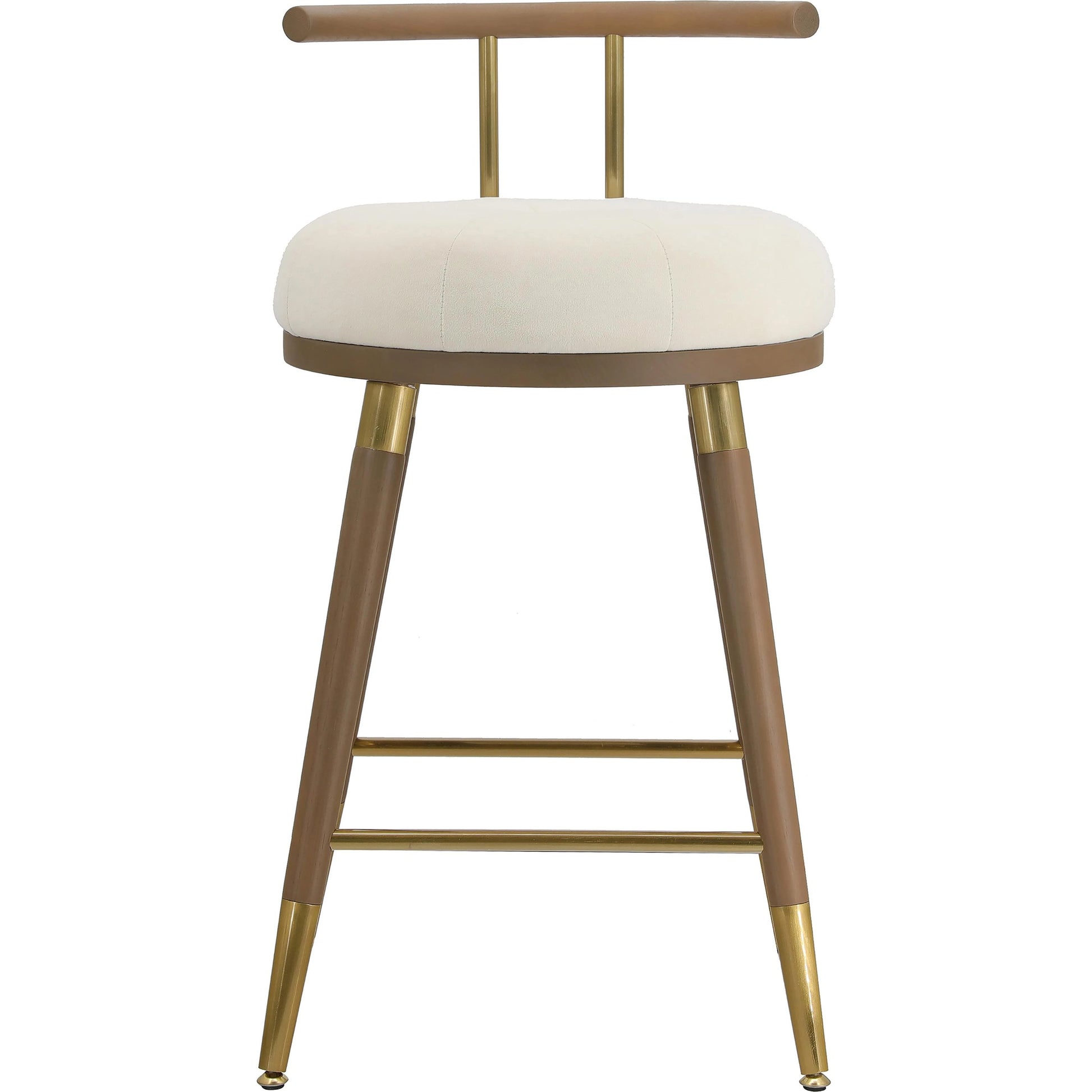 Juniper Velvet Counter Stool by TOV Furniture in cream. Made from ash, iron, velvet in a modern style.