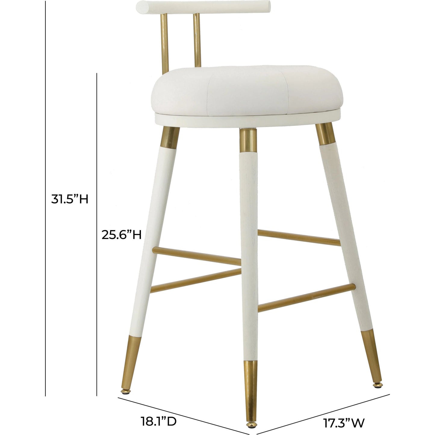 005 SI-2107415 | Additional Silo | Juniper Vegan Leather Counter Stool by TOV Furniture in white. Made from ash, iron, vegan leather in a modern style.