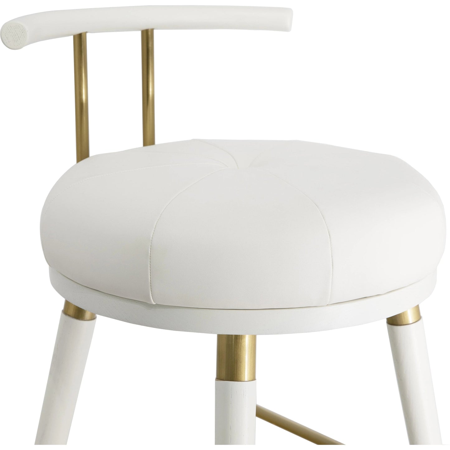 003 SI-2107415 | Closeup | Juniper Vegan Leather Counter Stool by TOV Furniture in white. Made from ash, iron, vegan leather in a modern style.