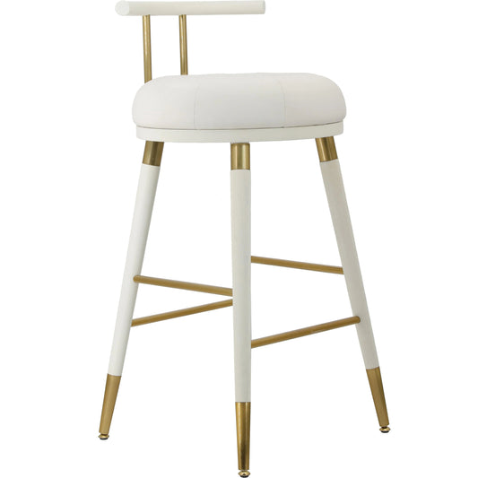 Juniper Vegan Leather Counter Stool by TOV Furniture in white. Made from ash, iron, vegan leather in a modern style.
