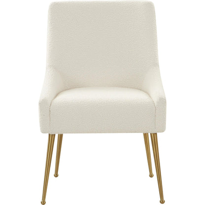 Beatrix Boucle Side Chair by TOV Furniture in cream. Made from boucle, wood in a modern style.