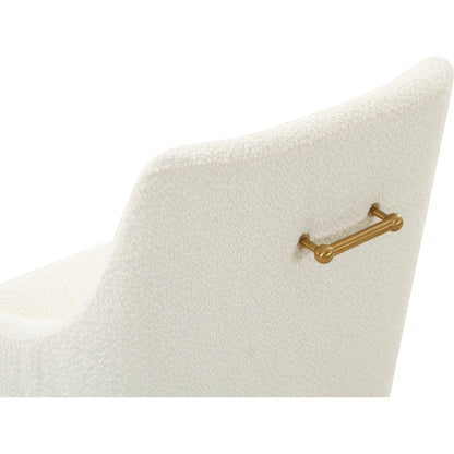 Beatrix Boucle Side Chair by TOV Furniture in cream. Made from boucle, wood in a modern style.