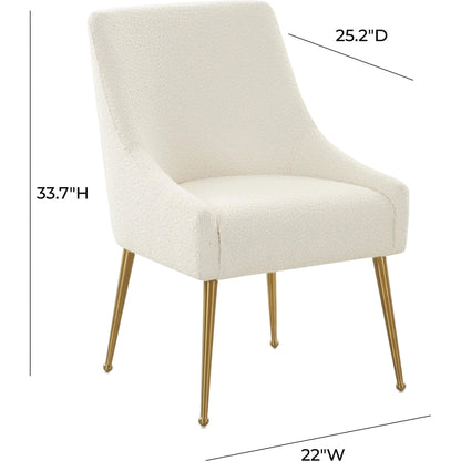 Beatrix Boucle Side Chair by TOV Furniture in cream. Made from boucle, wood in a modern style.