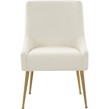 Beatrix Boucle Side Chair by TOV Furniture in cream. Made from boucle, wood in a modern style.